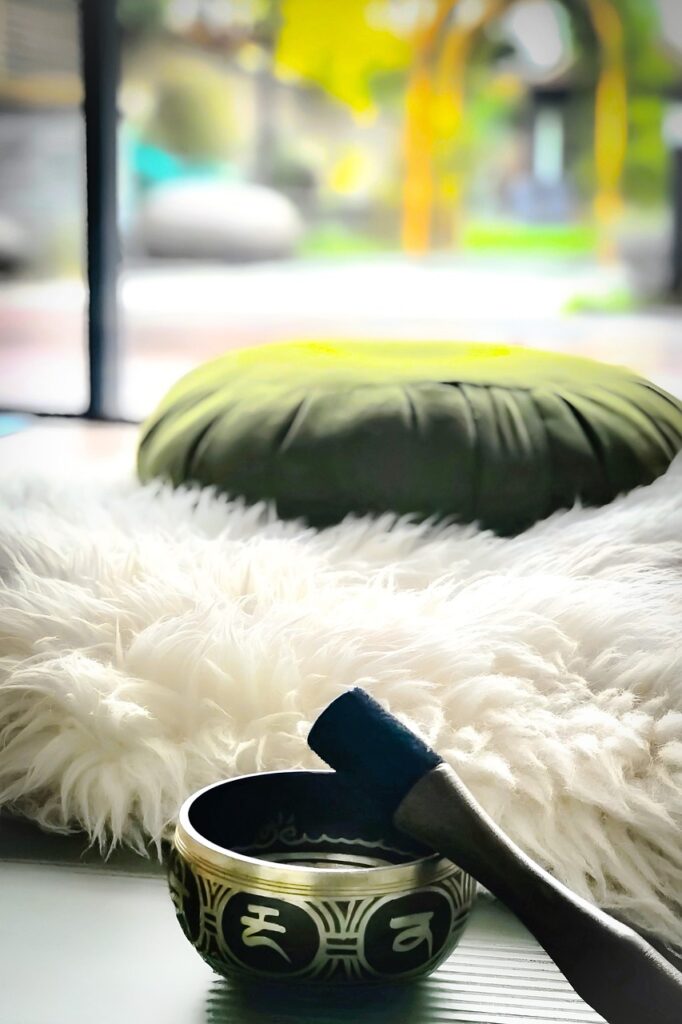 meditation, tibetan bowl, sound healing, mindfulness, relaxation, zen, yoga, spiritual, singing bowl, wellness, peace, inner peace, vibration, sound therapy, harmony, calm, healing, energy, spiritual practice, ritual, yoga studio, cozy, serenity, focus, holistic